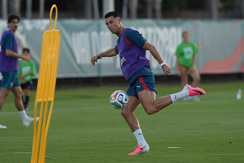 Cristiano Ronaldo edzésen a floridai Palm Beach-ben a portugálok 2026. júniusi vb-nyitója előtt