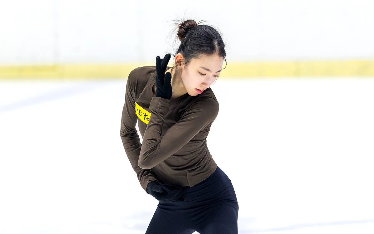 Yujae Kim trains at the Taereung International Skating Rink
