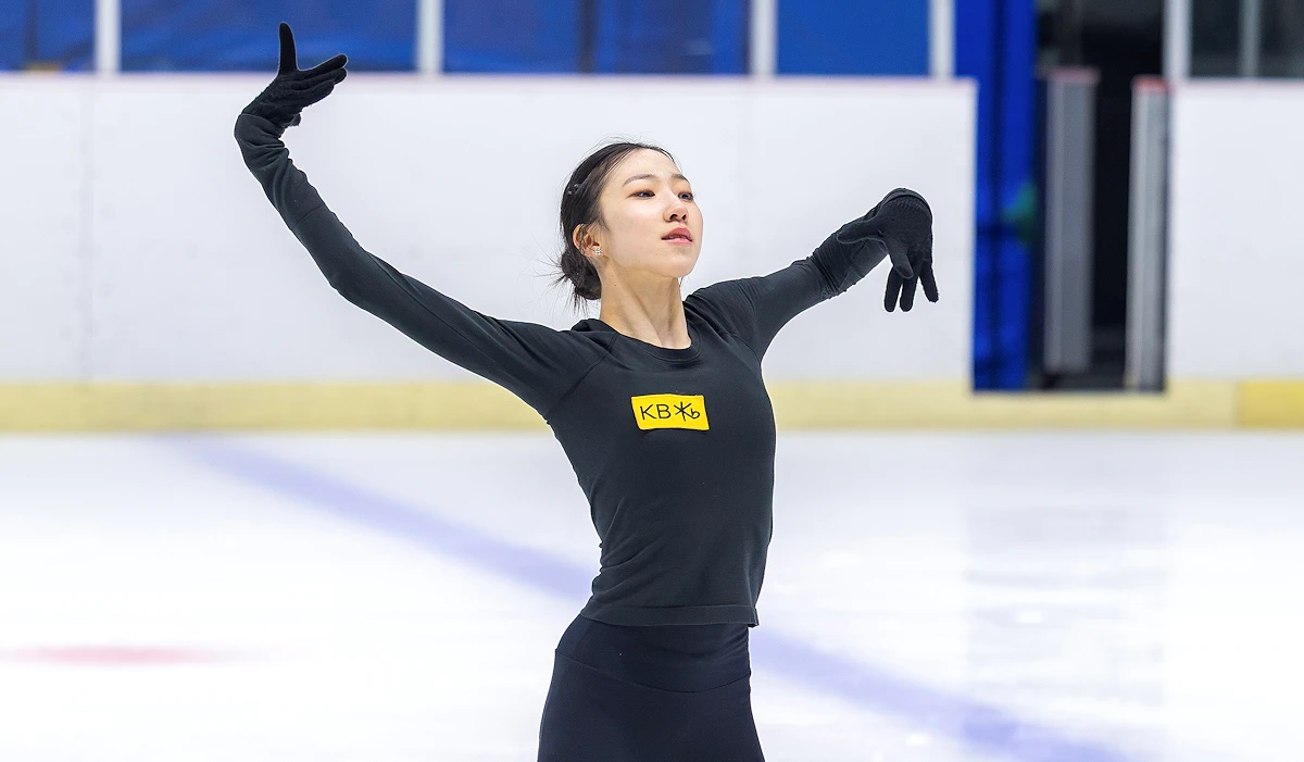 Yuseong Kim trains at the Taereung International Skating Rink in Seoul, South Korea
